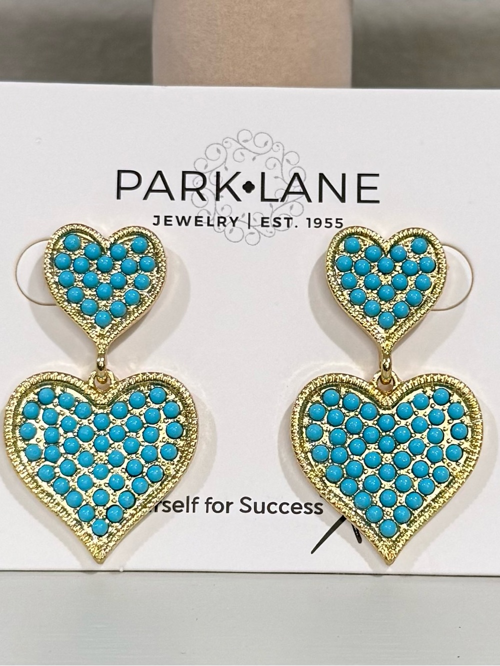 Park Lane Splash Earrings Gold Tone with Micro Turquoise Cabachons